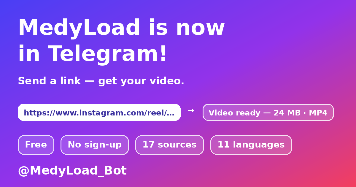 MedyLoad — preuzimanje videozapisa putem Telegram bota